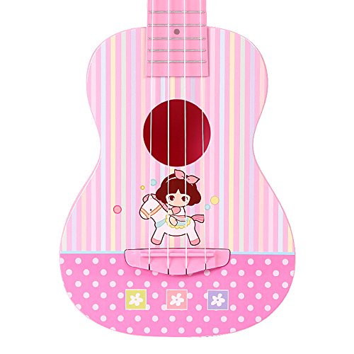 Baoli Light Pink Color Plastic Beautiful Melody Ukulele Toy With Accurate Intonation Excellent String Opening Tuning Keys Arch-Shaped Back Panel #TOP2