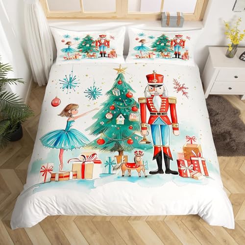 BJCJGGL 布団カバー キング メリークリスマス 3点セットポリエステル 通気性 抗菌 防臭 防ダニ 230x210 cm + 2 枕カバー 43x63 cm