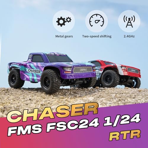 FMS FSC24 1/24 Chaser RC Crawler for Adults: High Strength Nylon Frame, 2 Speed Switch Up to 26km/h (Red)  
FMS FSC24 1/