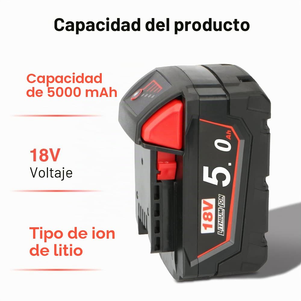 Powarobor Soffiatore per Foglie Senza Fili Compatibile con Milwaukee M18 18V, Batteria agli Ioni di Litio da 18V 5,0Ah Inclusa