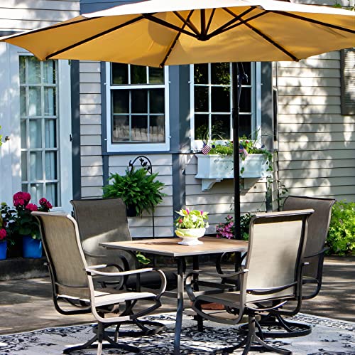 Sophia & William Patio Dining Set 5 Pieces Outdoor Furniture Set For 4 Patio Swivel Chairs Textilene With 1 Metal Umbrella Table 6 Person For Lawn Garden #TOP1