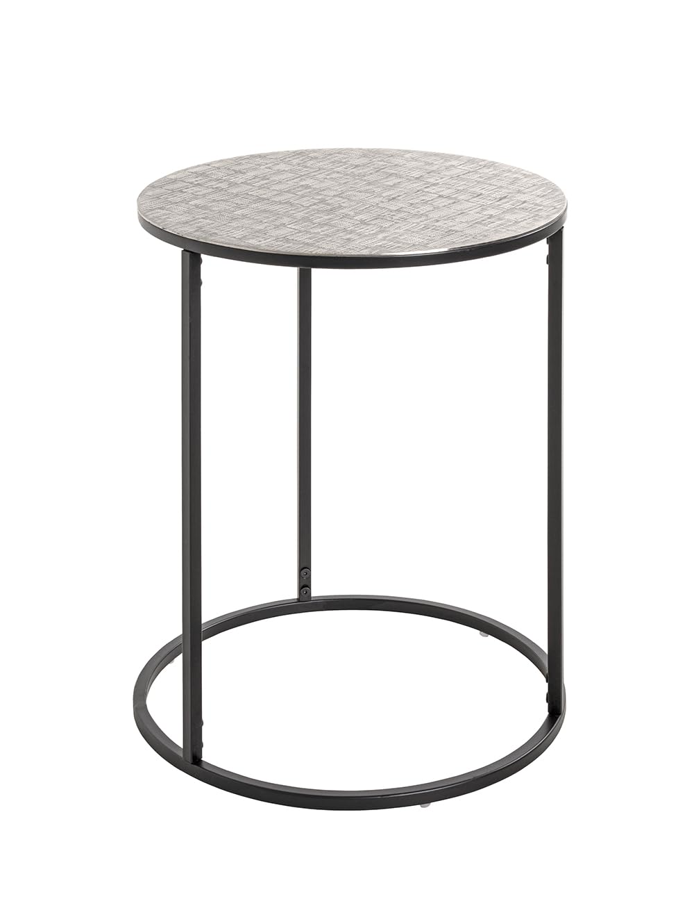 HAKU round Side Table, black and silver metal, small round coffee table – dimensions: H 60 x Ø 46 cm Style: Modern