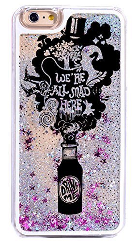 Dynamic Quicksand Glitter Phone Case Cover For iPhone 6S / 6 - Fabulous Quotes from Alice in the Wonderland You are All Mad Here