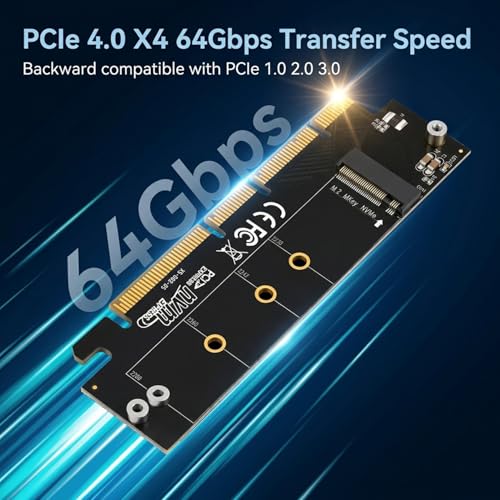 Image of Verilux PCIe 4.0 M.2 NVMe Adapter 64Gbps with Heat Sink for NVMe AHCI SSD 2280 2260 2242 2230 Compatible with PCIe X16