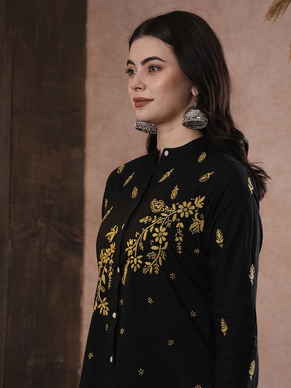 Image of Ada Hand Embroidered Lucknowi Chikankari Cotton Top for Women A911222