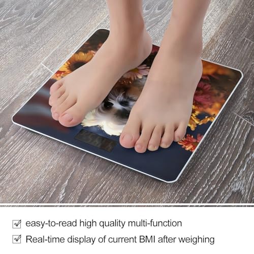 Báscula digital de baño con diseño Shih Tzu y flores miniatura 5