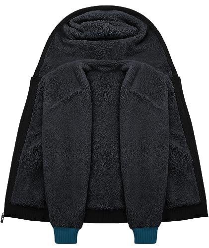 Image of Little Beauty Hoodies for Men Zipper Jacket Fleece Sherpa Lined Winter Wool Heavyweight Sweashirts