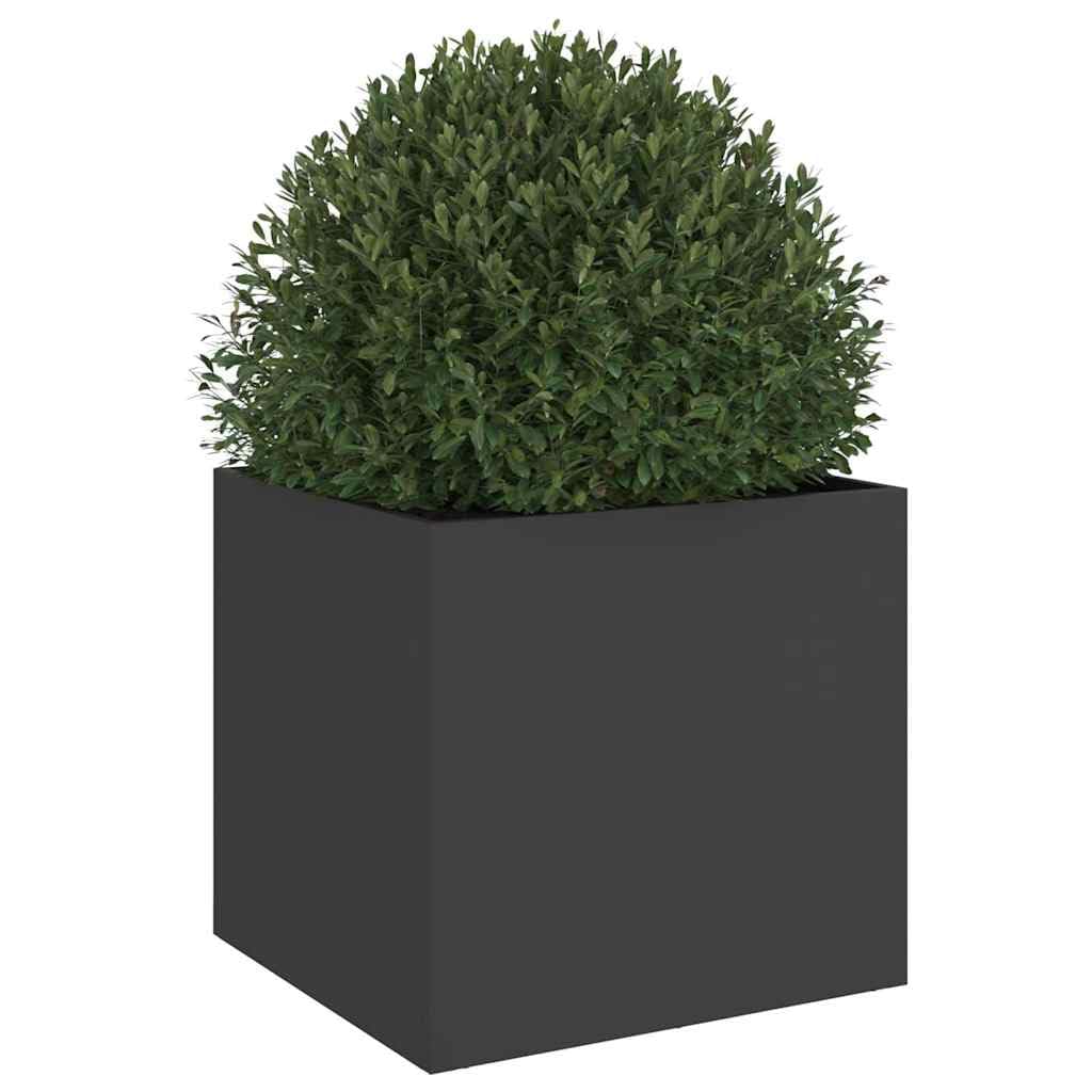 Macetero negro 42 x 40 x 39 cm acero laminado en frío