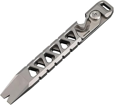 Titanium Mini EDC Pry Bar, Pocket Tool Pry Bar Bottle Opener Keychain Outdoor Tool,Multitool Tools, Titanium Hand tools for Men Stonewash