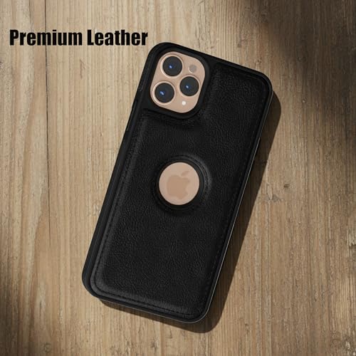 Image of Leather Case for Apple iPhone 12 Pro Max Premium Protective Stylish Slim Cover with Shockproof Raised Edges Black