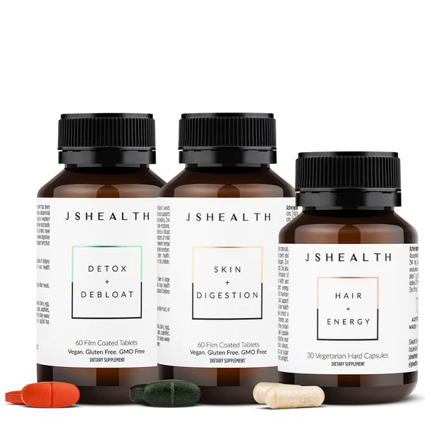 8% off - JSHealth Vitamins Signature Bundle, Hair + Energy, Detox + Debloat, and Skin + Digestion Supplements