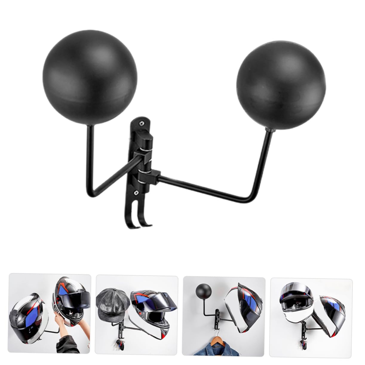 ABOOFAN Support Mural Casque Double Inoxydable et Porte Casque Polyvalent pour Chapeaux et Accessoires Rack de Rangement Mural Robuste et Facile à Installer