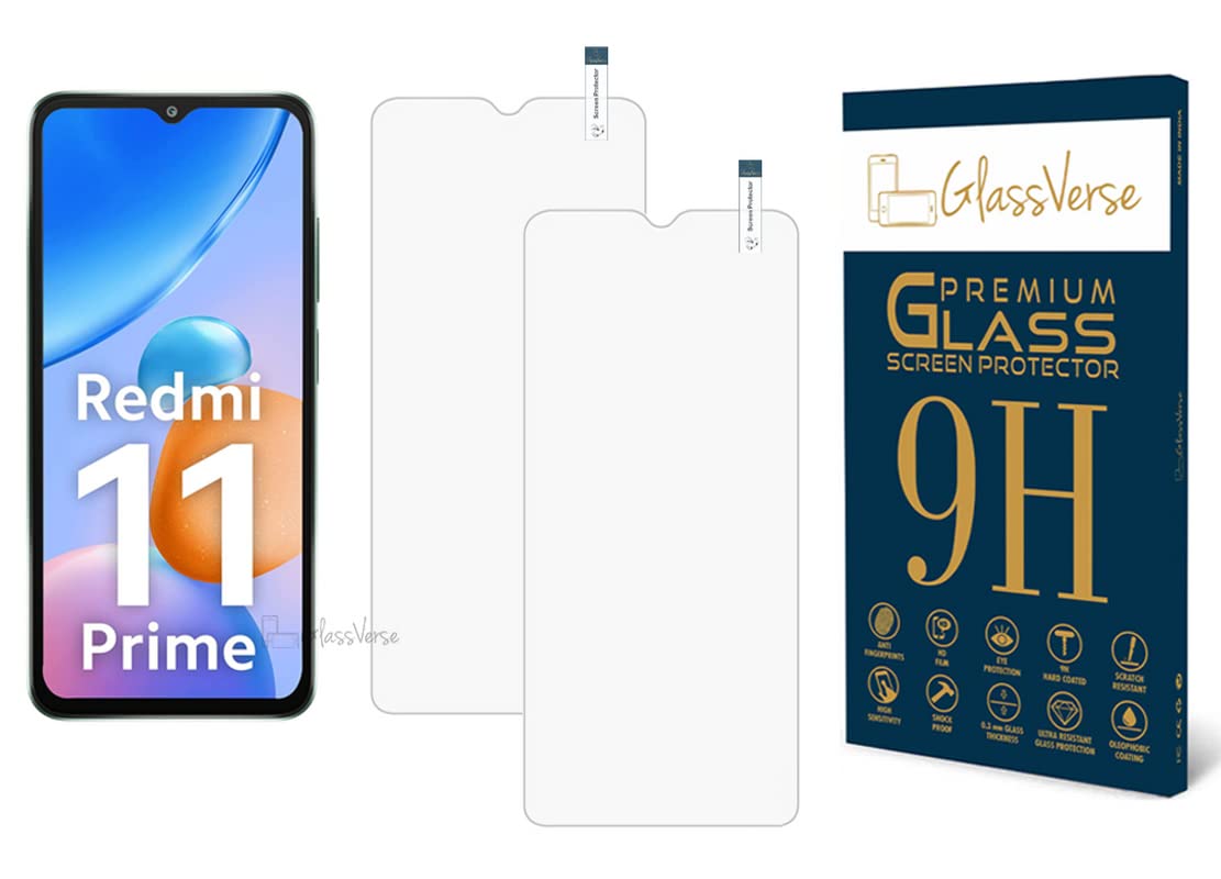 GlassVerse 9H Tempered Glass For Redmi 11 Prime 4G(Pack Of 1) With Free Installation Kit Full Screen Protector If Received Damaged-6.58 Inch