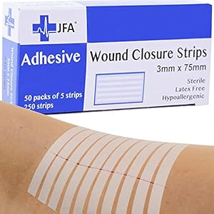 JFA Medical 250er Set Wundnahtstreifen-Strips/Klammerpflaster Nahtmaterial Wundverschluss-Streifen 3 x 75 mm