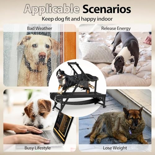 Image of Dog Treadmill, HotFeed Dog Slat Mill for Medium Dogs, Doggy Treadmill with Brake & Plastic Track, Dog Pacer Treadmill to Keep Active and Fit, Up to 300LBS