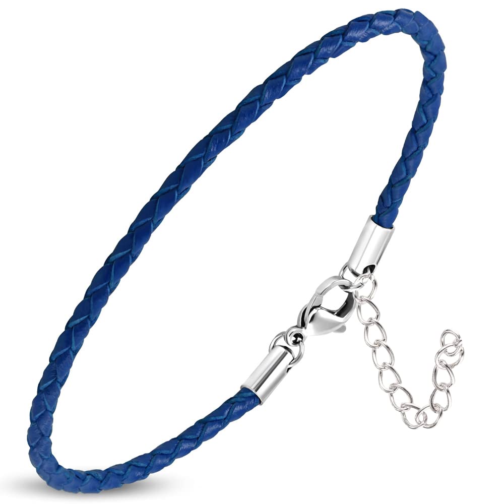 ZENSEPulsera de cuero fino para hombres en color azul ZB0243-A [ajuste de muñeca con extensión de 5 cm]