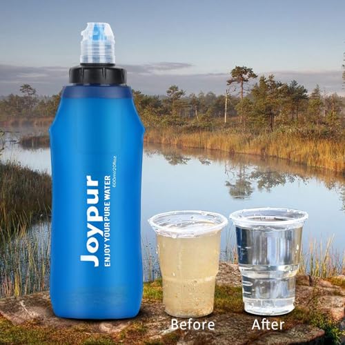 Joypur Foldable Squeeze Filtered Water Bottle - BPA Free Reusable 600-1000ml Lightweight Leak-Proof Silicone Water Bottle - Designed for Outdoor Hiking, Camping, Gym and Backpacking - Image 4