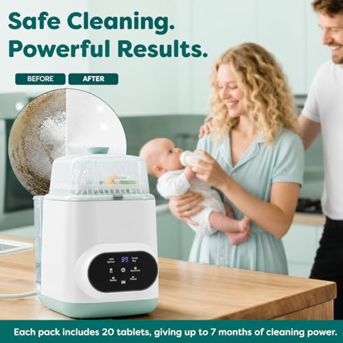 Image of Descaling Tablets for Bottle Washer & Warmers (20 Count) - Descaler Tablets, Removes Limescale Milk Residue & Mineral Buildup Compatible with Momcozy, Baby Breeza, Grownsy & All Bottle Washers