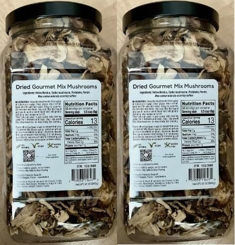 (Pack of 2) The Wild Mushroom Co. Dried Gourmet Mix Mushrooms, Premium, Quality, Packed in France, Net Weight 12 oz (340g)