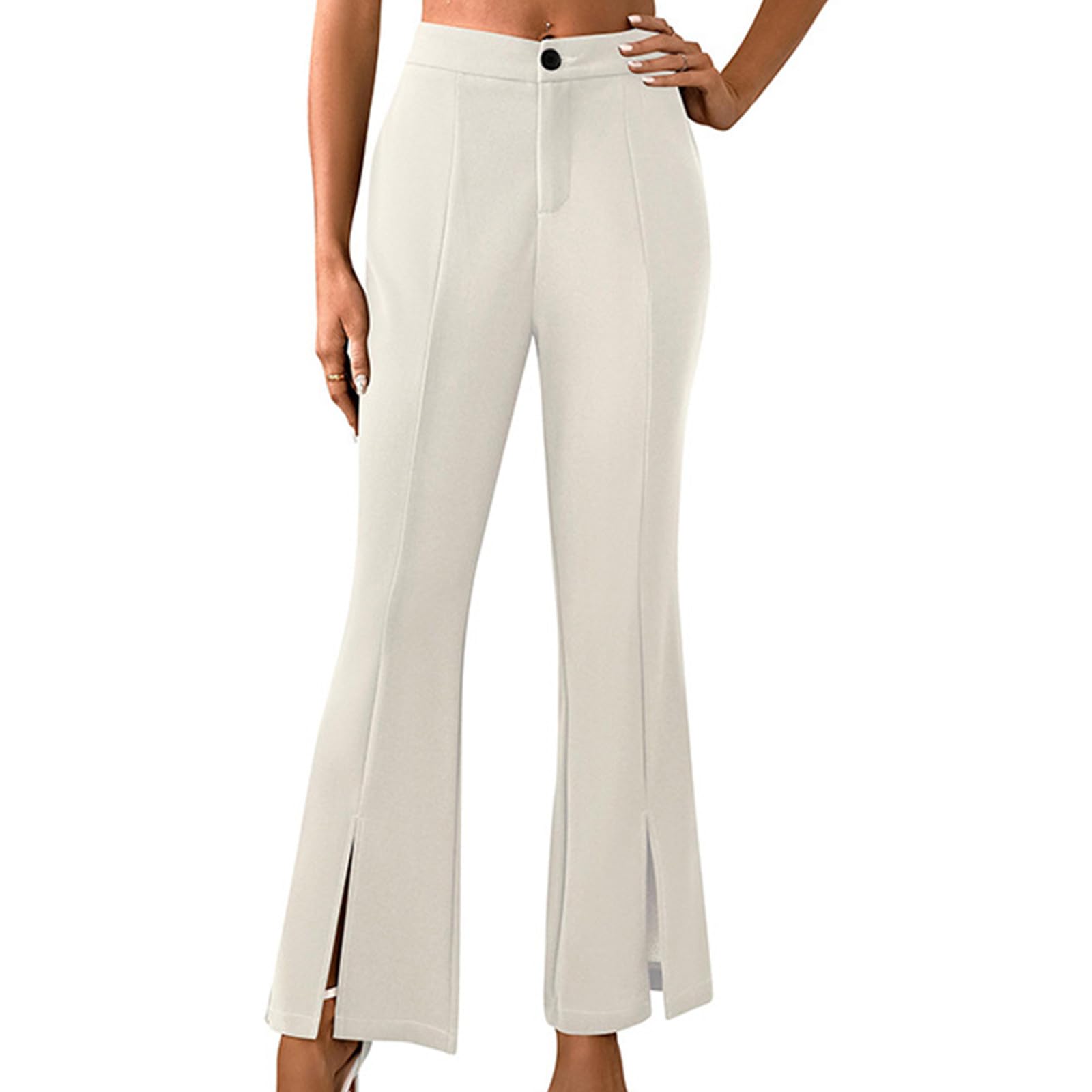 Womens Flare Work Suit Pants Trendy High Waisted Split Hem Lounge Bootcut Pants Dressy Casual Elegant Office Trousers
