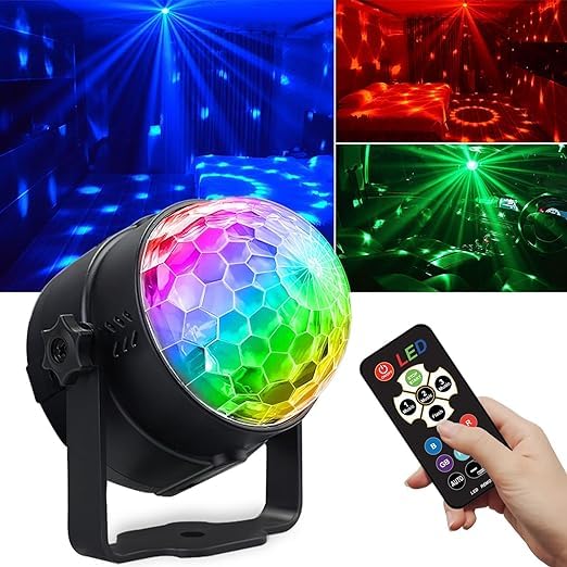 Image of Disco Ball,Disco Lights Party Light Sound Activated Party Lights W / Remote Control,7 Color Modes Strobe Light For Home Birthday(Dj Party Light)-Plastic,Corded Electric,Led,Black