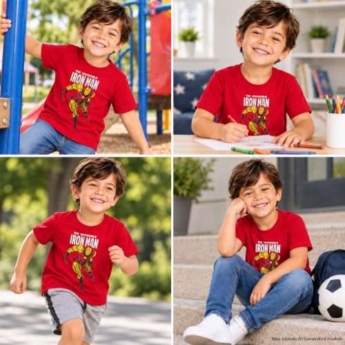 Marvel Boys Shirts Spiderman Avengers Hulk Iron Man Graphic Tees for Boys - image 2