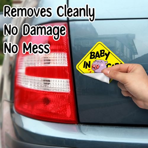 Image of TSHIRTAMAZING Baby On Board Signs for Car, Baby Pooh On Board Paint-Safe, Removable, Non Magnetic, Baby's Safety Stickers for Cars & Windows (4 Vinyl Decals) (Baby on board)