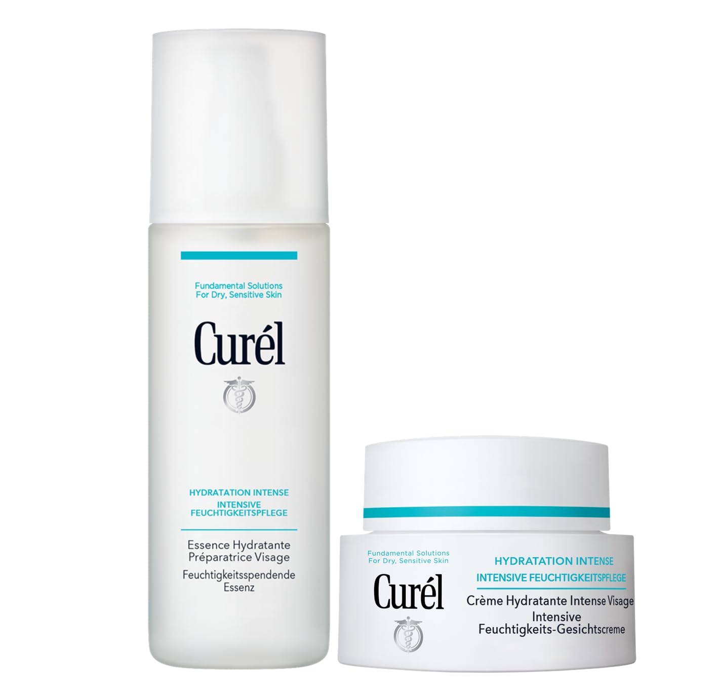 Curél - Set di benefici per la cura del viso, idratante, contenuto: essenza idratante, 150 ml + crema per la cura del viso, 40 g, con ceramidi, per pelli secche e sensibili