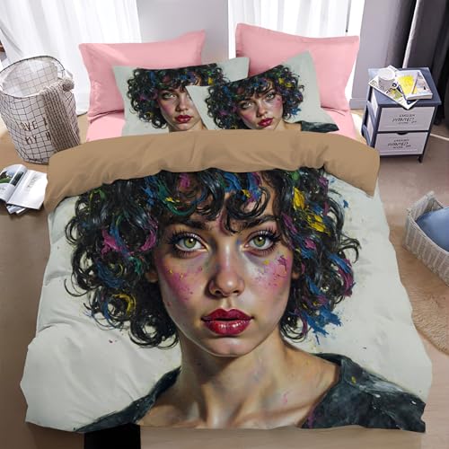 Housse de couette 220x240cm style expressionniste pour lit moderne