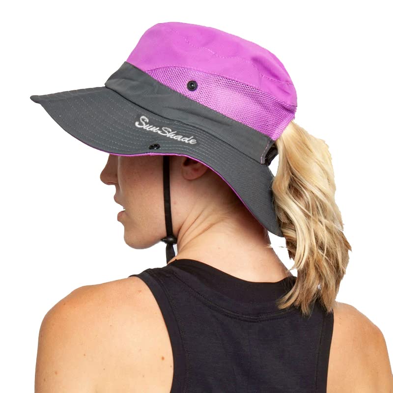 Image of Womens Foldable Wide-Brim UV-Protection Sun-Hat with Ponytail Hole