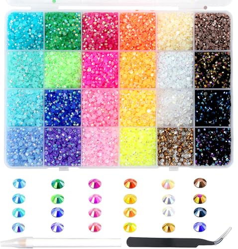 6000Pcs Diamantes para Uñas, BetterJonny Cristales para Uñas 5mm Cristales Gemas Piedras para Uñas Diamantes de Imitación Gemas de Espalda Plana para Uñas Maquillaje Ropa Manualidades DIY Handwerk,C