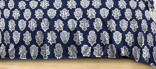 Image of Cotton Bedding Set King Size| 300 TC Double Bed Duvet Cover with Zipper (90x100 in), Double Bed Fitted Bedsheet (72x78+10 in Depth), 2 Pillow Covers (18x28 in) |Warm|DBC 040|Blue rangkaari
