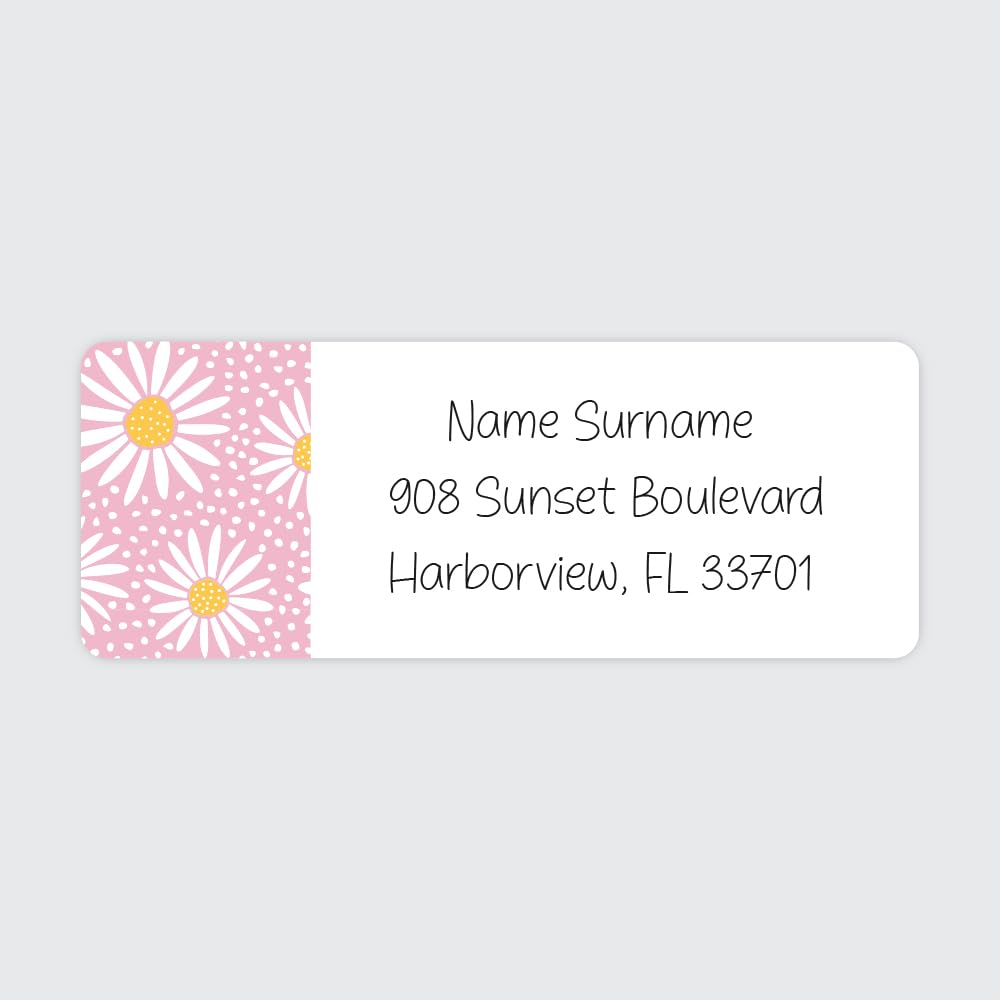Dotty about Paper Personalized Oopsy Daisies - Pink - Return Address Labels x 100