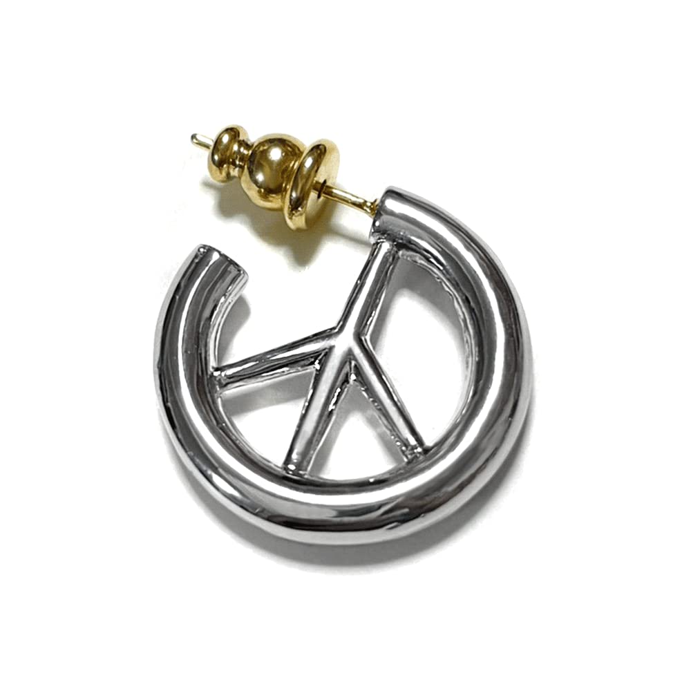 新品 PEACE モチーフ フープピアス 銀 シルバー 2個 両耳 Amazon | [ユグドラシル] PEACE モチーフ フープピアス 銀 金