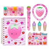 Hot Focus | Critter Creations Stationery & Craft Kit – Fun Activity Set with Stickers, Notepad, Pens & Accessories for Kids, Creative Arts & Crafts Gift (Strawberry)