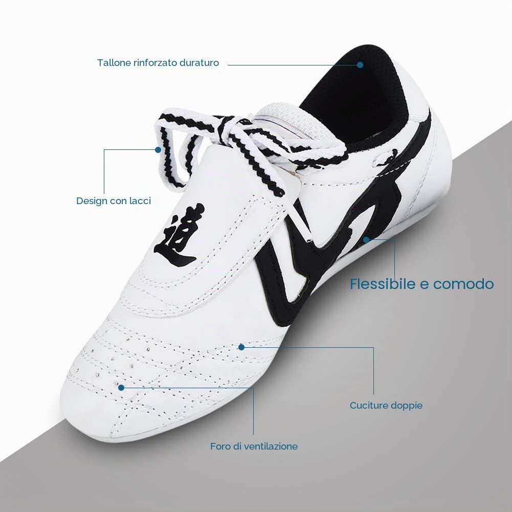 Scarpe Taekwondo, Leggerezza e Grip Ottimale Scarpe Kung Fu per Bambini e Adolescenti in Allenamento, Gare e Corsi di Arti Marziali