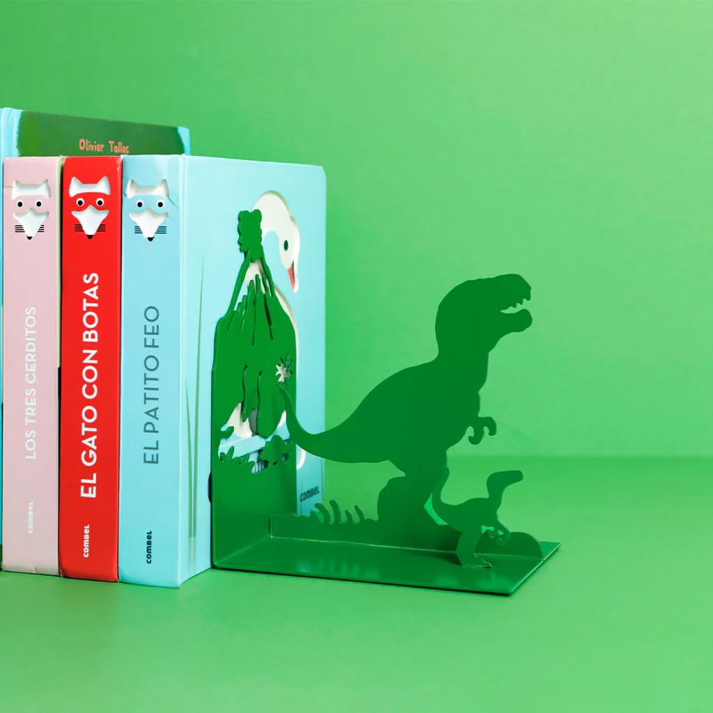Balvi Sujetalibros Jurassic Color Verde Inspirado en los Cuentos de Dinosaurios Metal