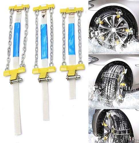 Riloer 10 Packs Car Snow Chains Emergency Anti Slip Tire Chains with Thickened Manganese Steel for Truck SUV in Snow, Ice, Sand and Mud(Tire Width 165-285mm)