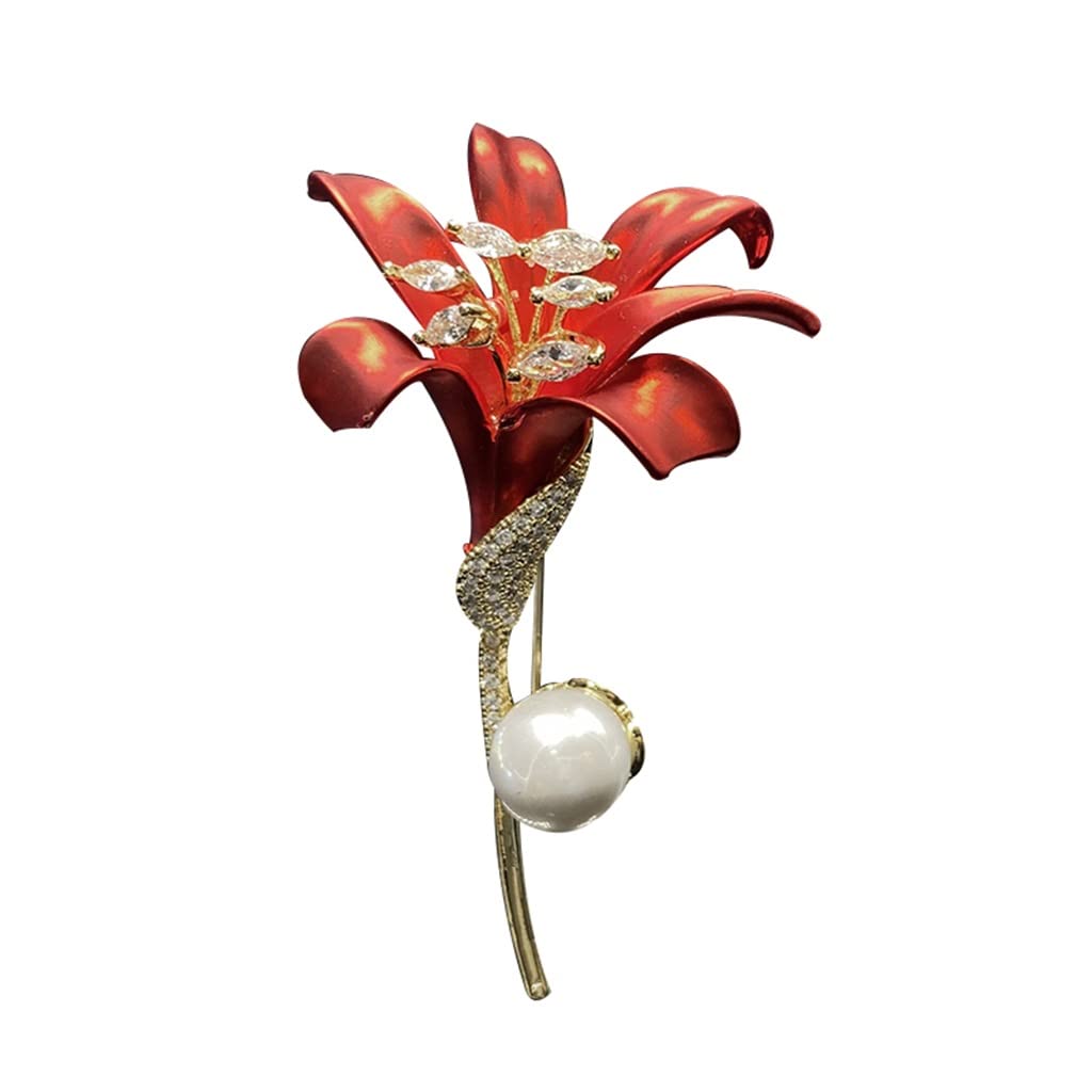Rote Blume Brosche Elegante Weibliche Pin Anzug Zubehör Design Sinn Corsage Pin Schmuck