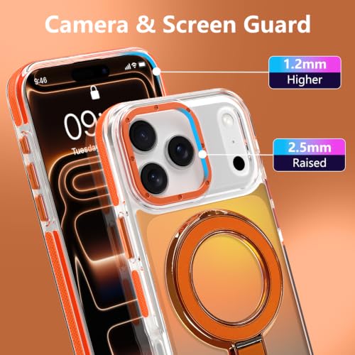 Image of Magnetic for iPhone 17 Pro Max Case with Stand [Compatible with Magsafe] [Fashion Fluorescent Design] [1 Screen Protector] Slim Translucent Matte Case for iPhone 17 Pro Max 6.9 inch 2025, Orange