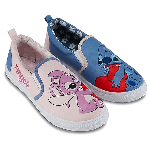 Disney Ladies Lilo and Stitch Shoes - Ladies Classic Lilo and Stitch Slip On Sneakers Lilo and Stitch Canvas Slip On Sneakers