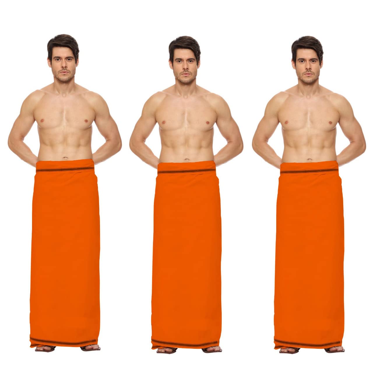 Orange Lungi Cotton Fabric for Men Lightweight and Stylish pack of 3-image-40