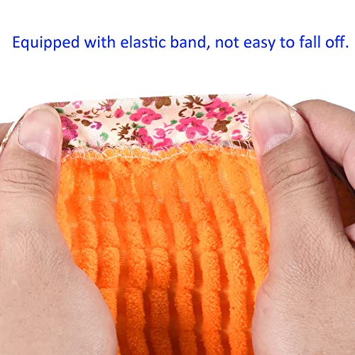 Image of M METERXITY 1 Pair Washable Cleaning Shoes Cover - Floor Cleaning Dust, Chenille Microfiber Duster Mop Slippers, Apply to House Office Room (Orange)
