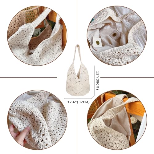 Image of Hand-woven Soft Large Straw Shoulder Bag Retro Boho Tote Bags Summer Beach Bag Rattan Handbag