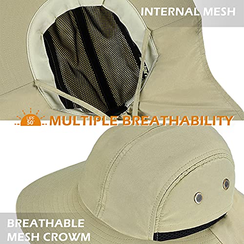 Image of Solaris Sun Hat with Neck Flap, UPF 50 Sun Protection Lightweight Sun Cap for Men Women, Wide Brim Hat for Fishing Hiking