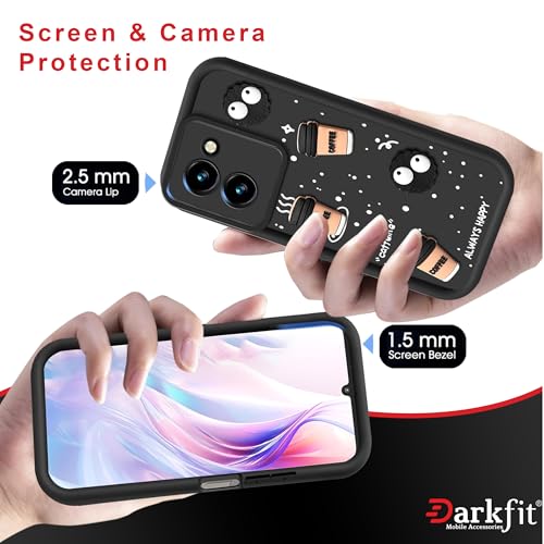 Image of Back Case Cover Compatible with Vivo T3x 5G | Cute Fun Cartoon Ball 3D Coffee Silicone Case | Body Protection | Camera Protection | Shock Proof | Color Black | Pack of 1