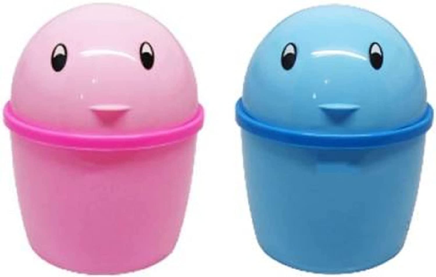 PUTHAK Mini 2 PS Stylish Plastic Tidy Bin Trash Can With Lid, Multi-use Dustbin for Study Table, Washroom, Bedroom etc. Plastic Dustbin (Multicolor)