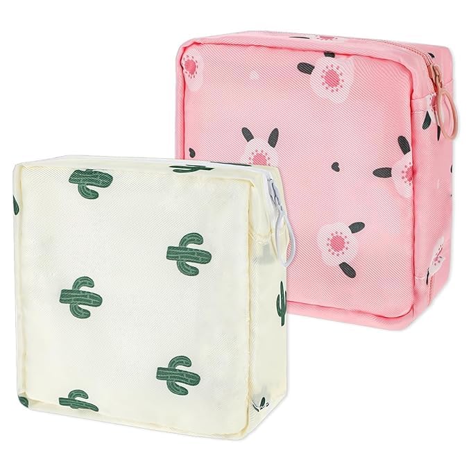2 Pcs Sanitary Napkin Storage Bag, Portable Reusable Period Bag Women Tampon Pouchs Menstrual Pad Bag Nursing Pad Holder with Zipper Period Kit Bag for Women Teen Girls Feminine Care (Period Bag - 2pcs, 2, count)-image-41