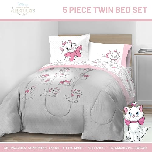 Image of Disney Aristocats Marie Twin Comforter Set 5 Piece Kids Bedding, White