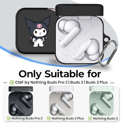 Image of Soft Silicone Case Cover for CMF by Nothing Buds Pro 2 | Buds 2 | Buds 2 Plus (Kuromi)